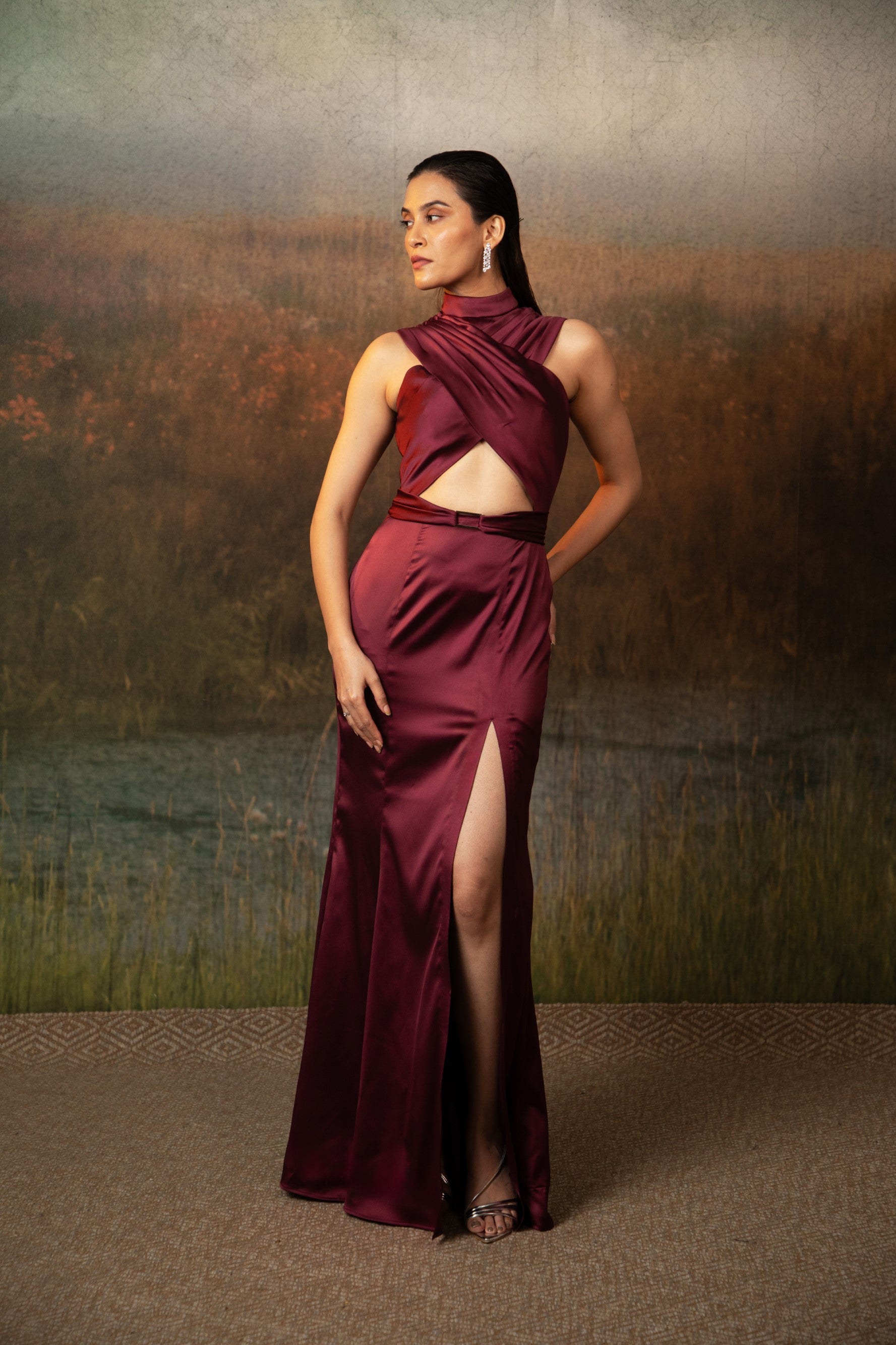 Dione Gown in Deep Rosewood