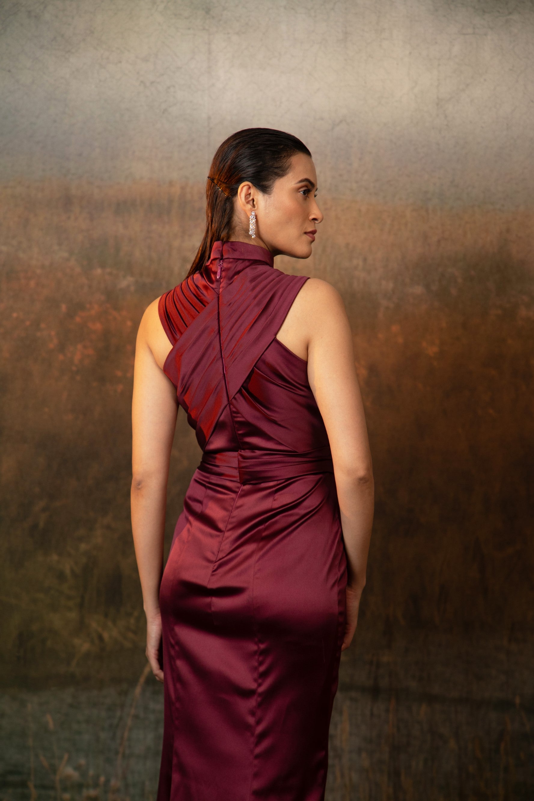 Dione Gown in Deep Rosewood